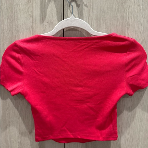 Zara Vibrant Red Square Neck Crop Top - Picture 4 of 4